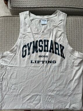 Gymshark Men’s White Tank Top with Black Logo